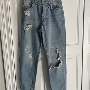 Distressed Blue Jeans
